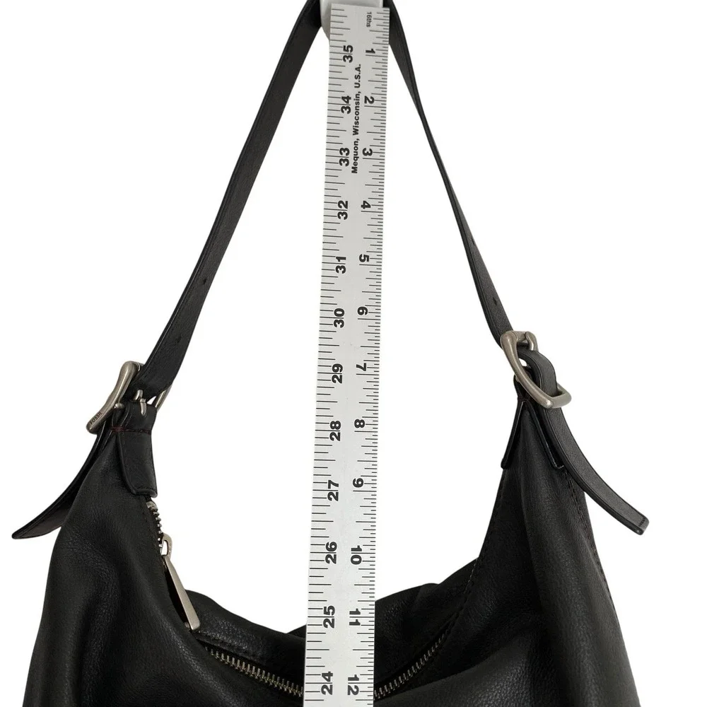 Fossil Marlow Shoulder Bag Hobo Black Leather 14x11